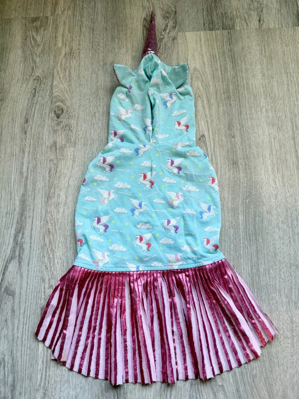 Unicorn Hooded Costume / Dress with Pink Skirt for Pets/Small Dogs - size Small